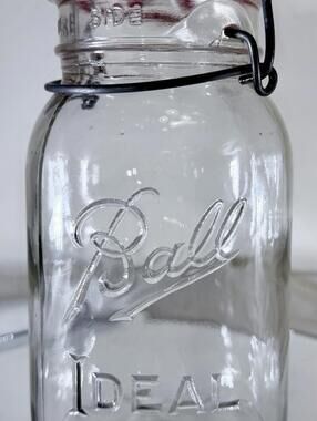 Ball Ideal Wire Bail Mason Jar 1 Qt Clear Glass Clamp Lid Vintage Style